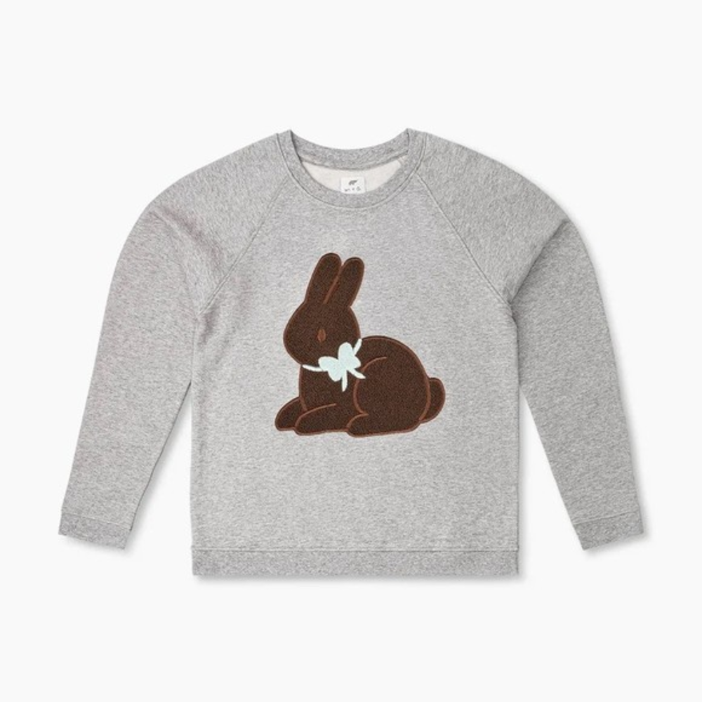 Monica‎ & Andy Lounge Organic Cotton Easter Embroidered Rabbit Crewneck M